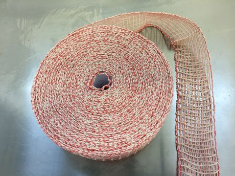 rete elastica misto cotone bianco/rossa